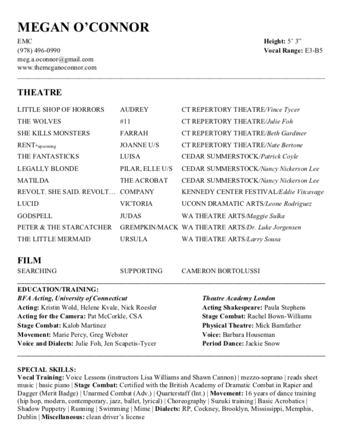 Megan O'Connor Resume