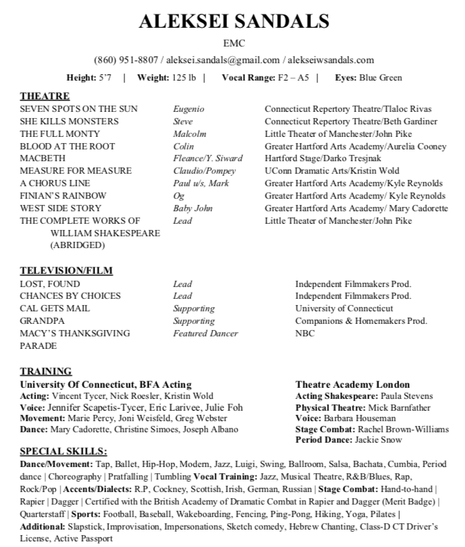 Aleksei Sandals Resume